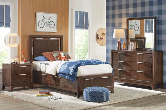 Kids Bellante Jr. 5 Pc Walnut Twin Storage Bedroom