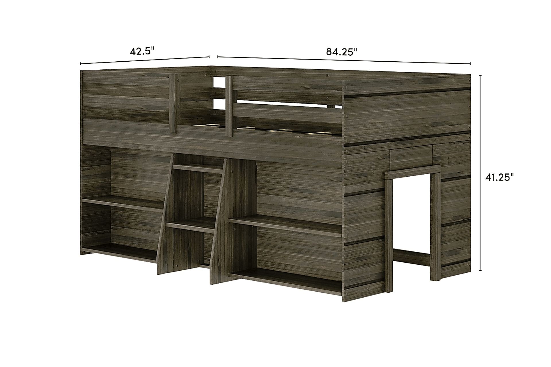 Kids Bellavi Brown Twin Loft Bed with Bookcase - Image 6