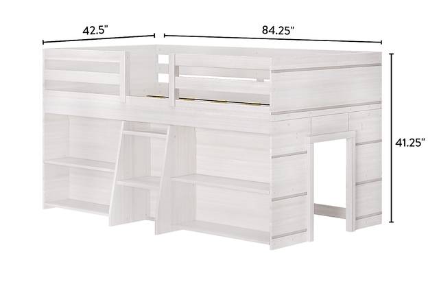 Kids Bellavi White Twin Loft Bed with Bookcase - Thumbnail - Image 6