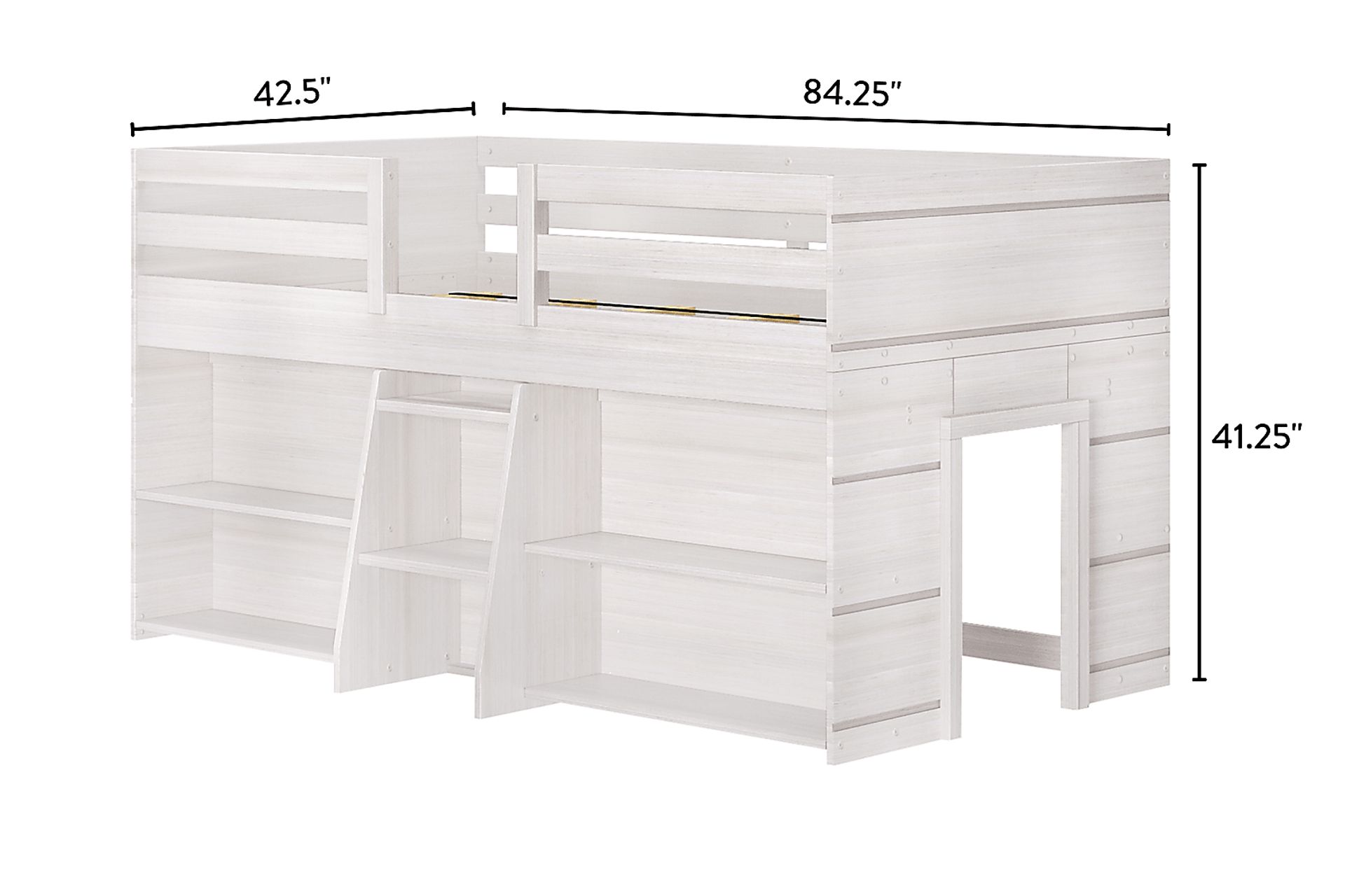 Kids Bellavi White Twin Loft Bed with Bookcase - Image 6