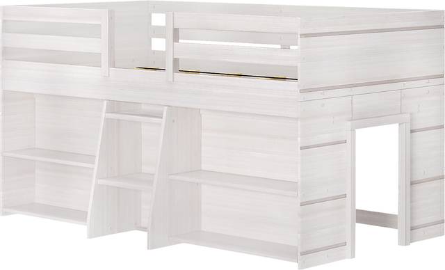 Kids Bellavi White Twin Loft Bed with Bookcase - Thumbnail - Image 1