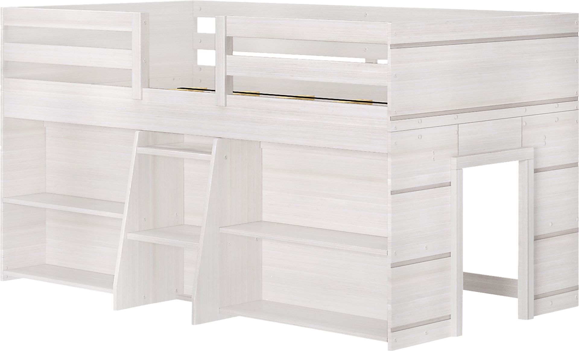 Kids Bellavi White Twin Loft Bed with Bookcase - Image 1