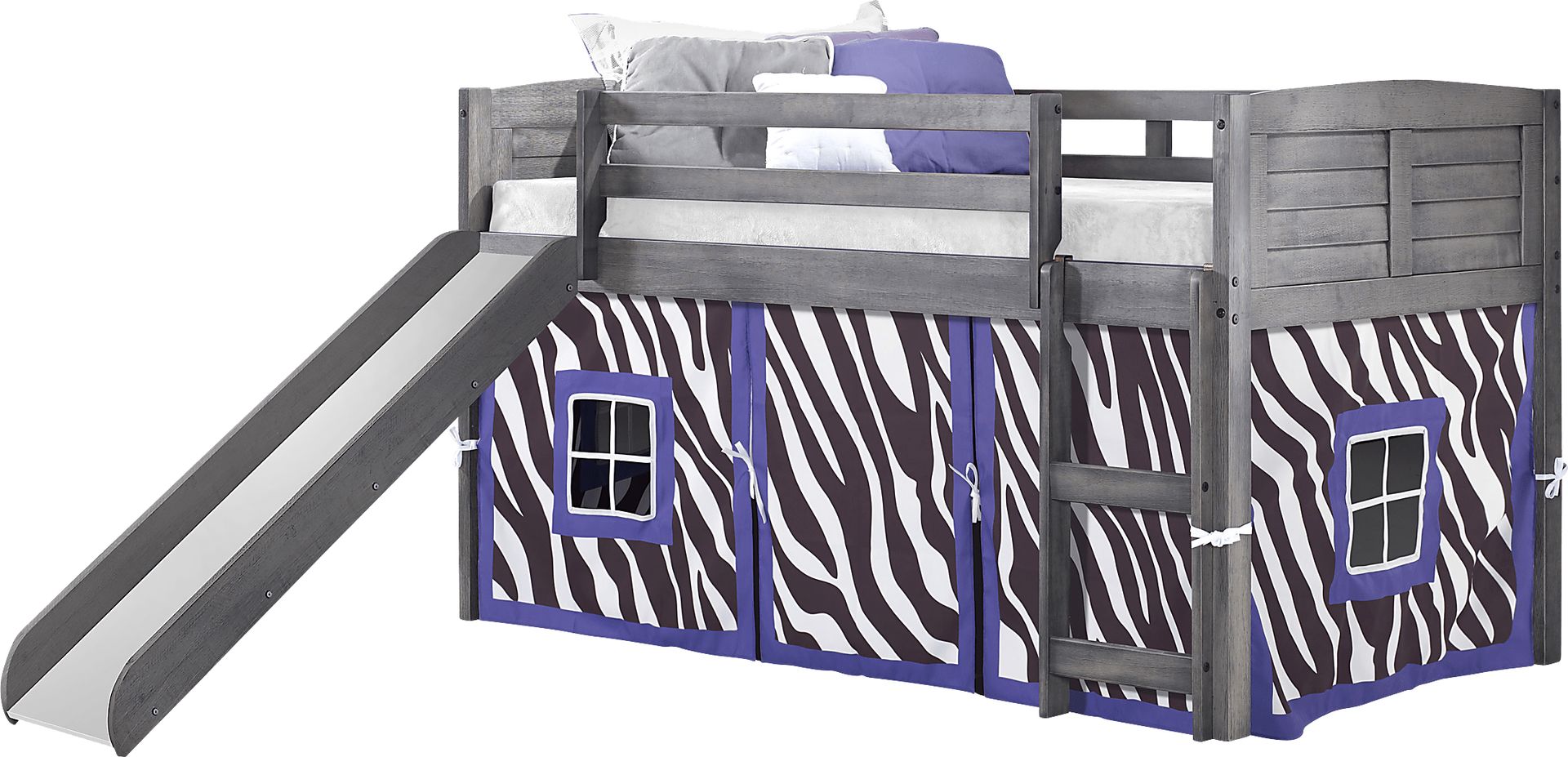 Kids Belleteau Gray Purple Twin Tent Loft Bed - Image 1