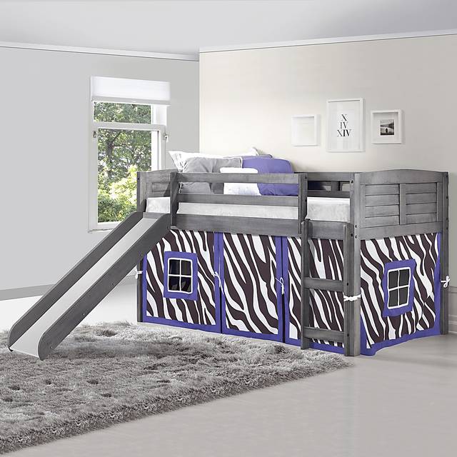 Kids Belleteau Gray Purple Twin Tent Loft Bed - Thumbnail - Image 2