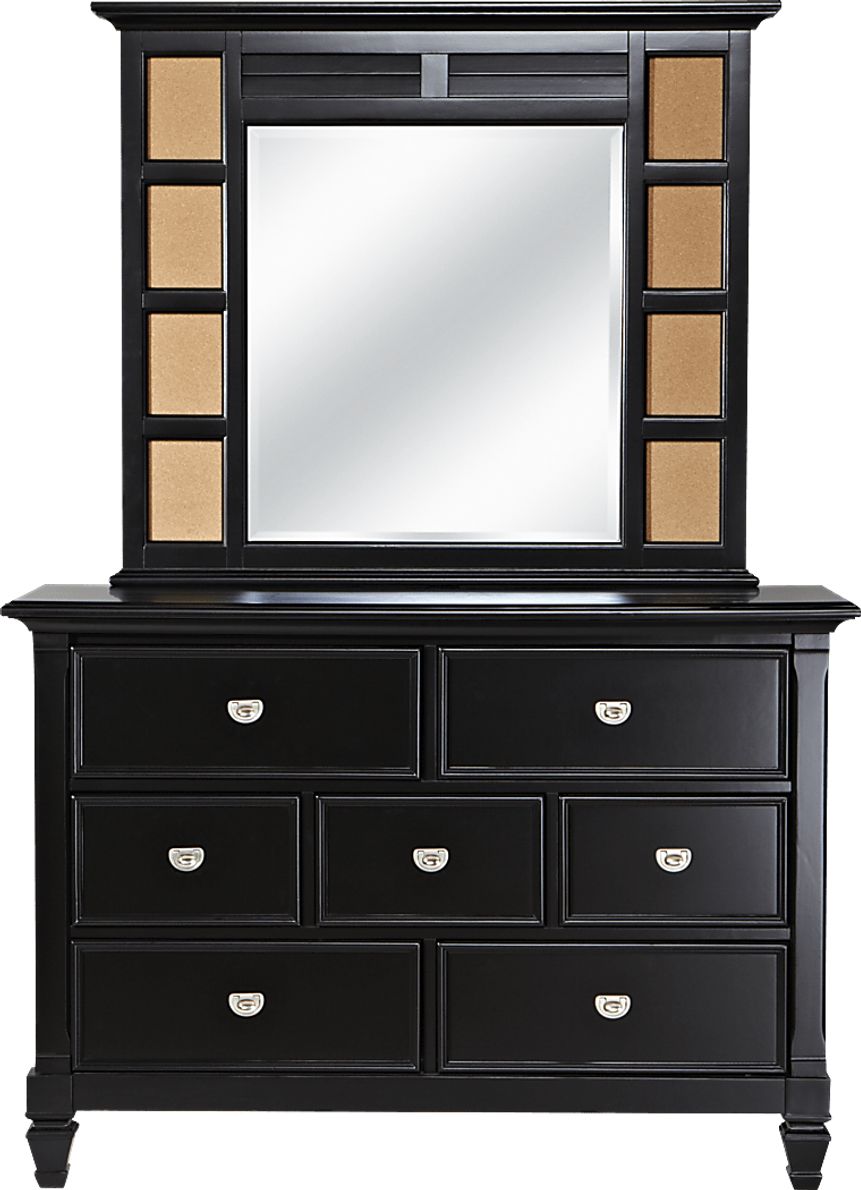 black dresser with mirror