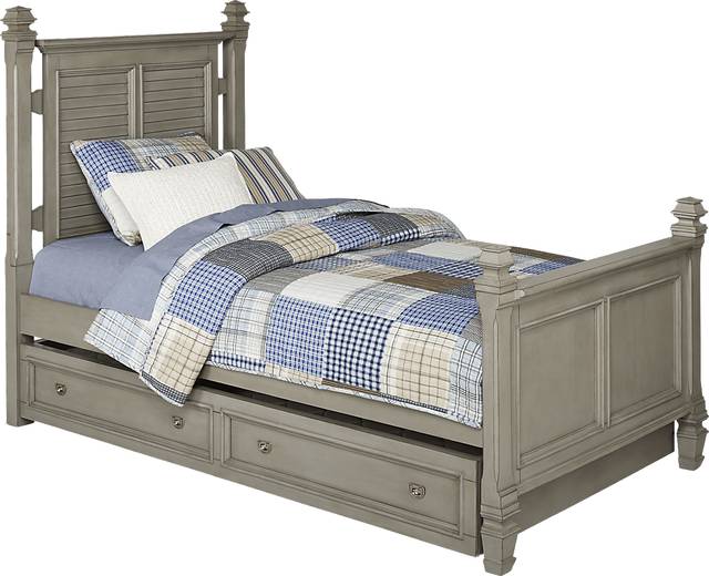 Kids Belmar Gray 4 Pc Twin Poster Bed w/Trundle - Thumbnail - Image 1