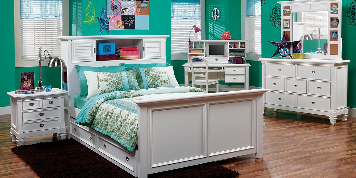Belmar 5 Pc White Colors,White Twin Bedroom Set With Mirror, Dresser, 3