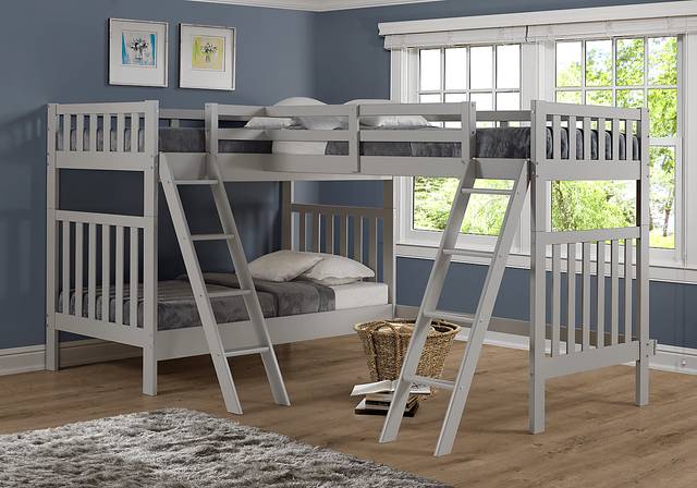 Kids Berelet Dove Gray Twin/Twin/Twin Bunk Bed - Thumbnail - Image 2
