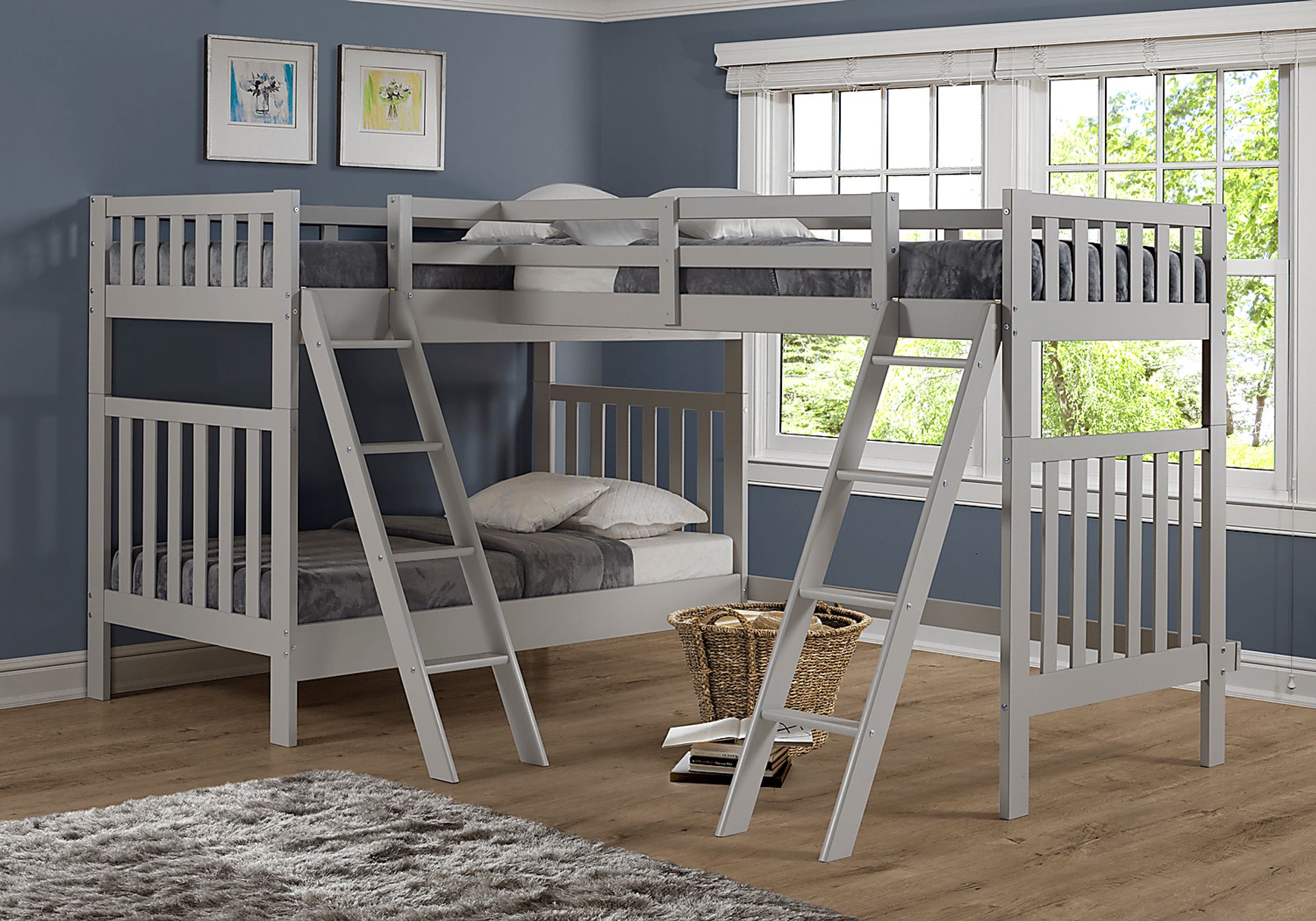Kids Berelet Dove Gray Twin/Twin/Twin Bunk Bed - Image 2