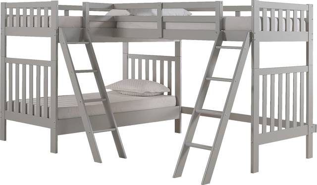 Kids Berelet Dove Gray Twin/Twin/Twin Bunk Bed - Thumbnail - Image 1