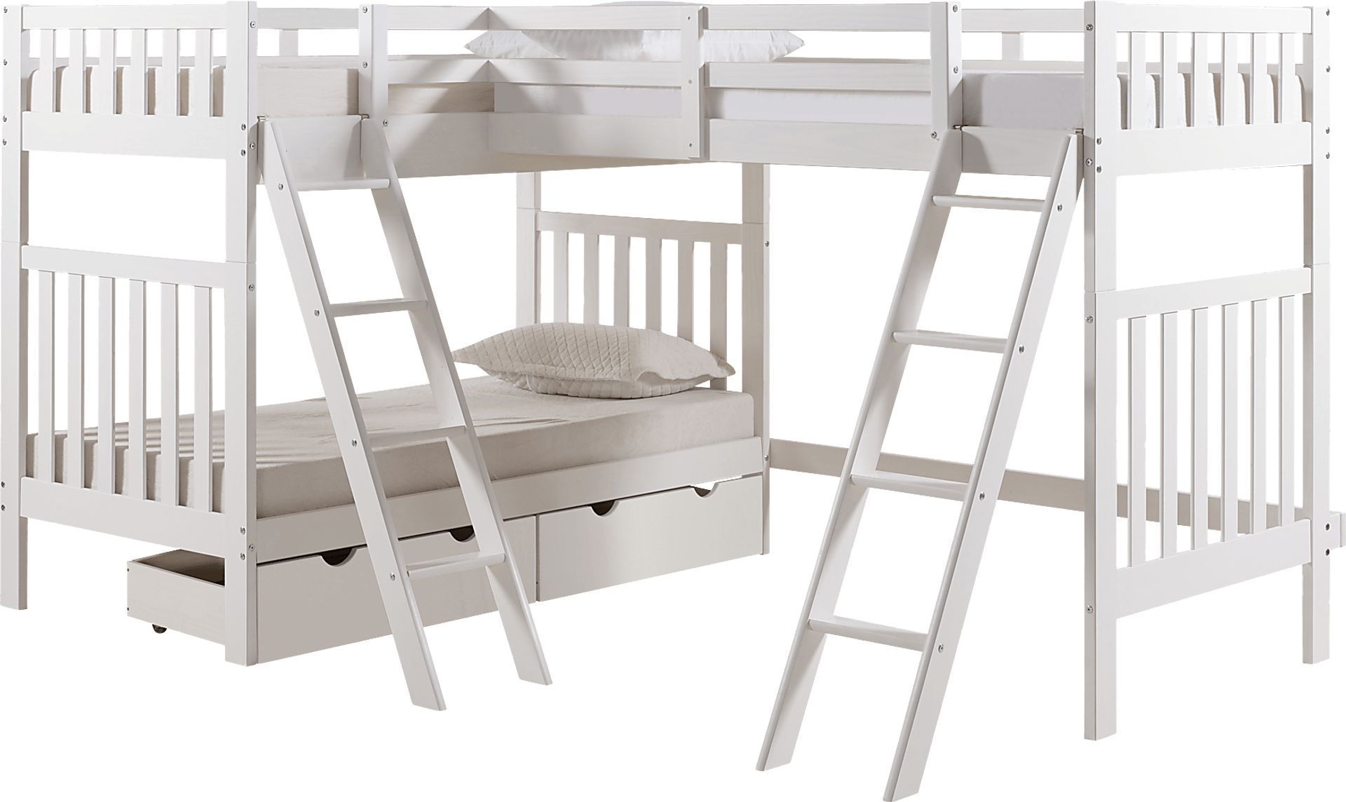 Kids Berelet White Twin/Twin/Twin Bunk Bed with Storage - Image 1