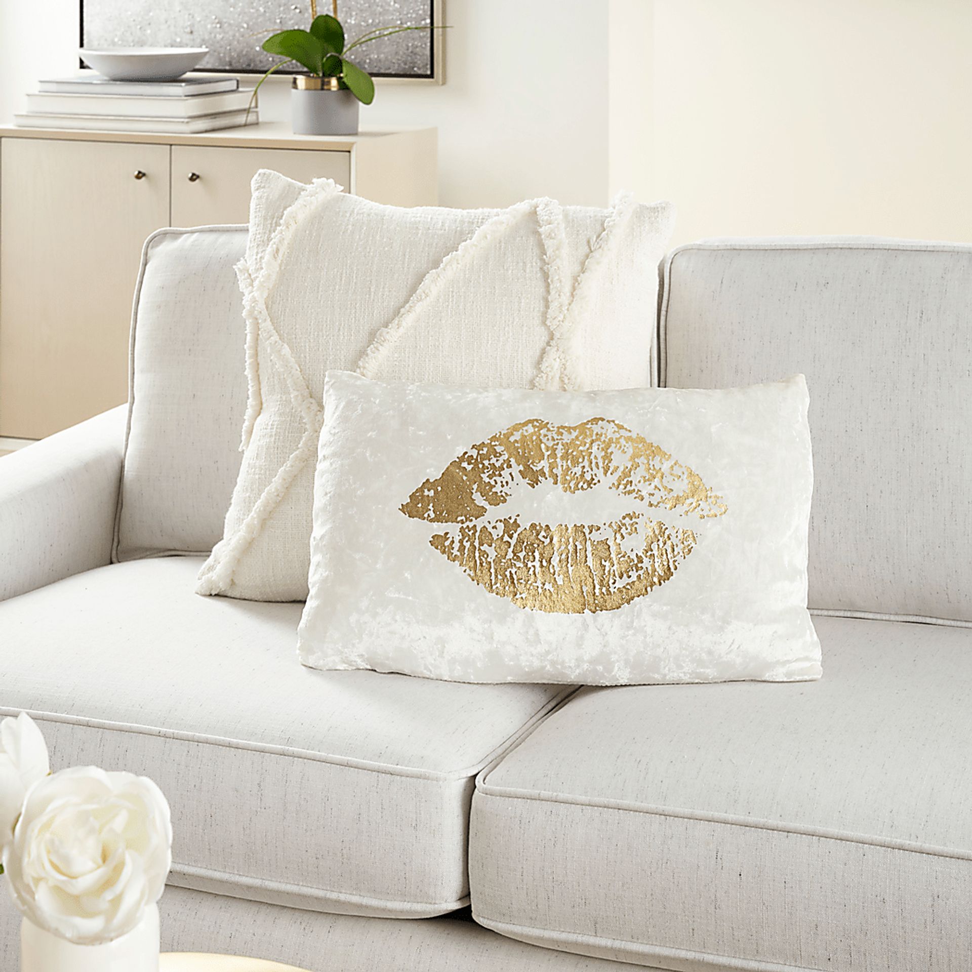 Kids Besos Bay Gold Throw Pillow - Image 4