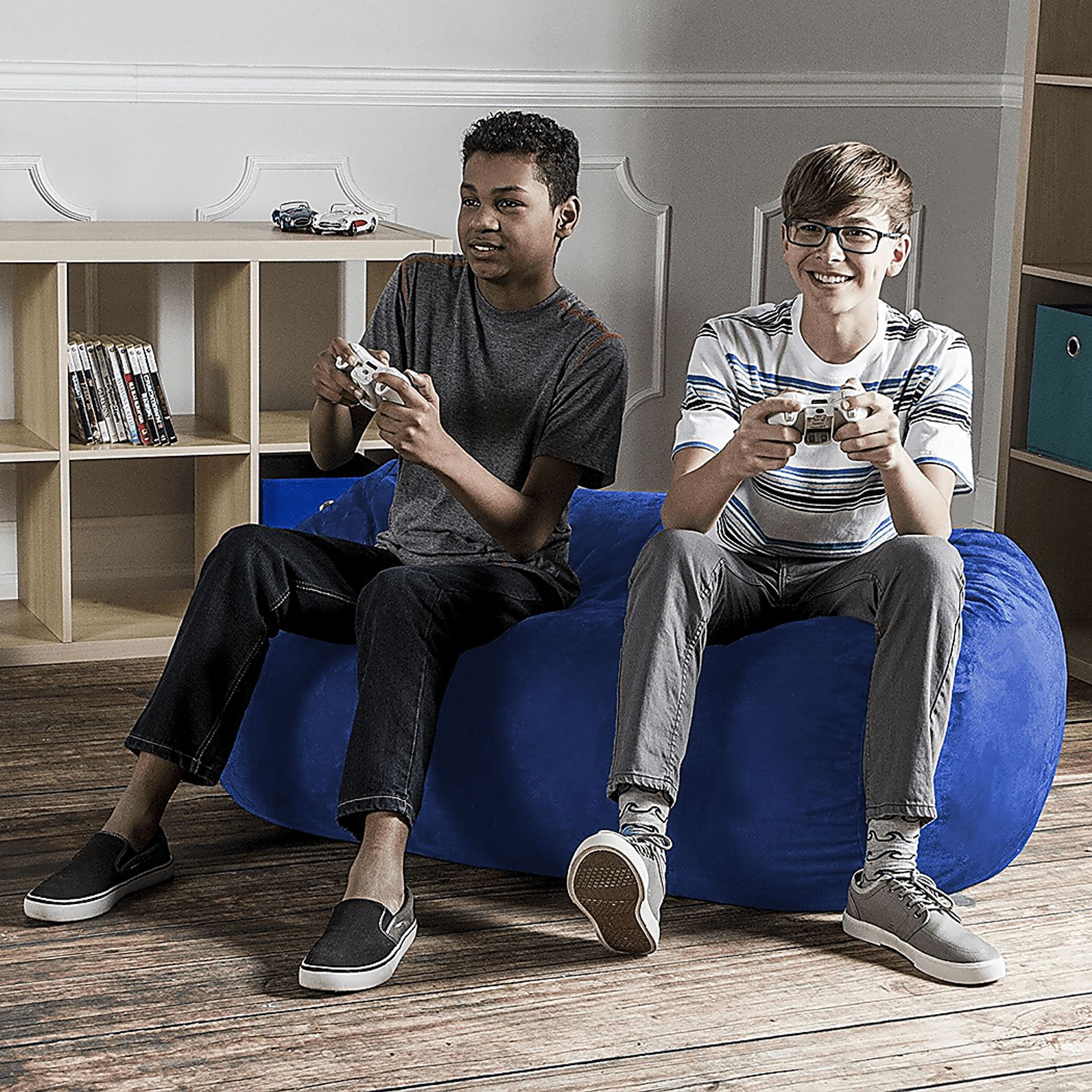 Kids Bexley Blue Bean Bag Chair - Image 4