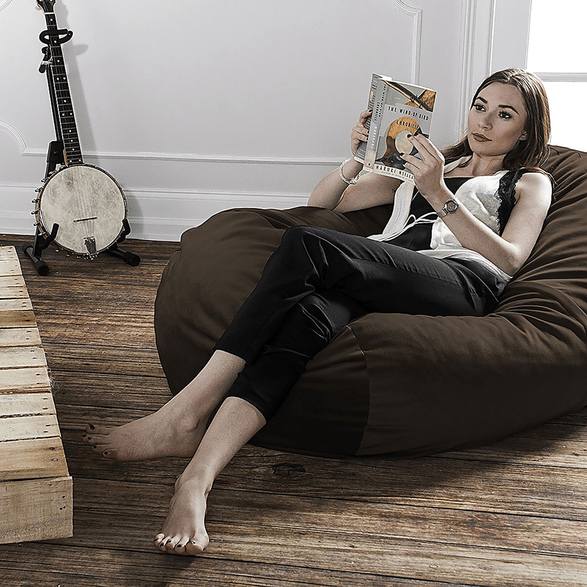 Kids Bexley Brown Bean Bag Chair - Image 2