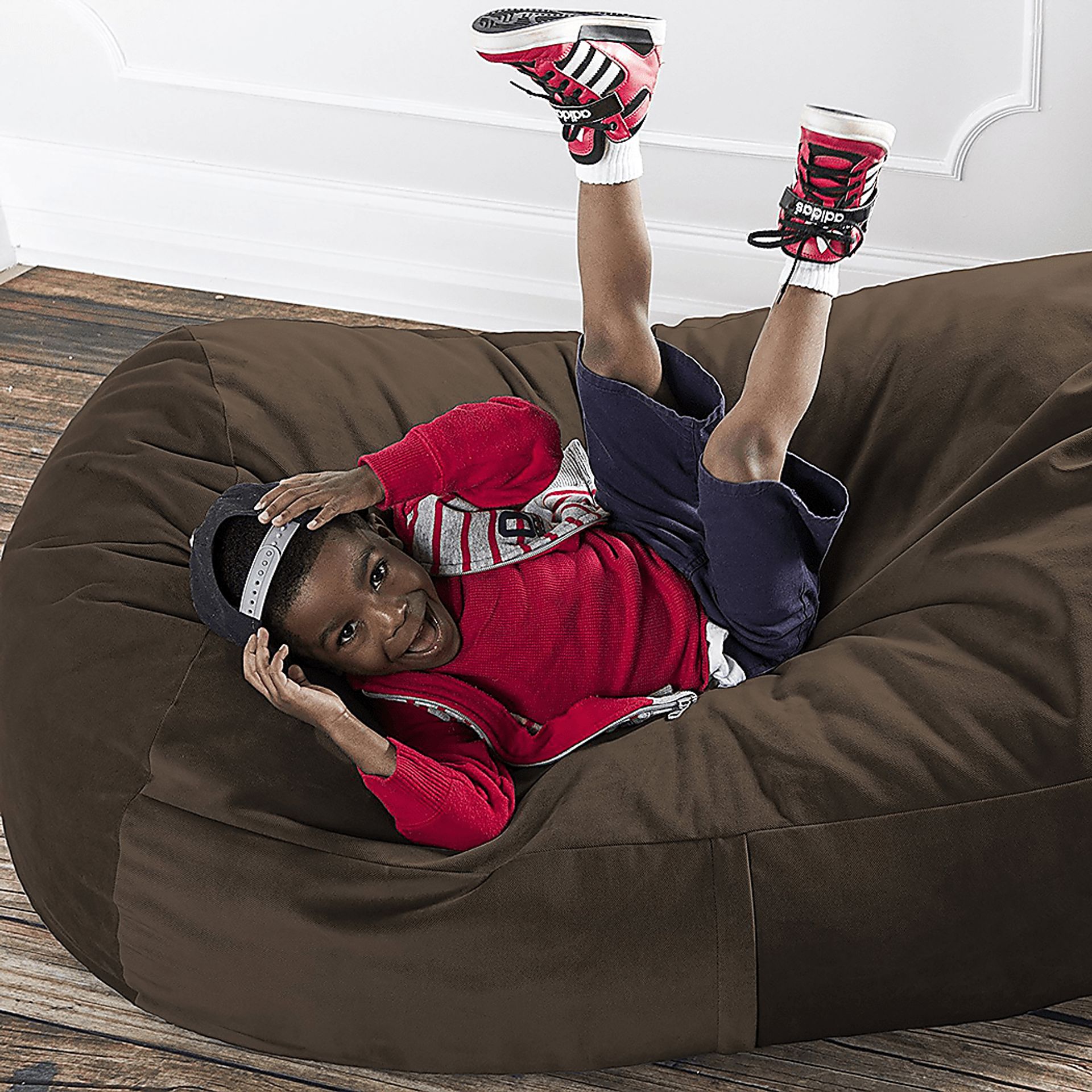 Kids Bexley Brown Bean Bag Chair - Image 3