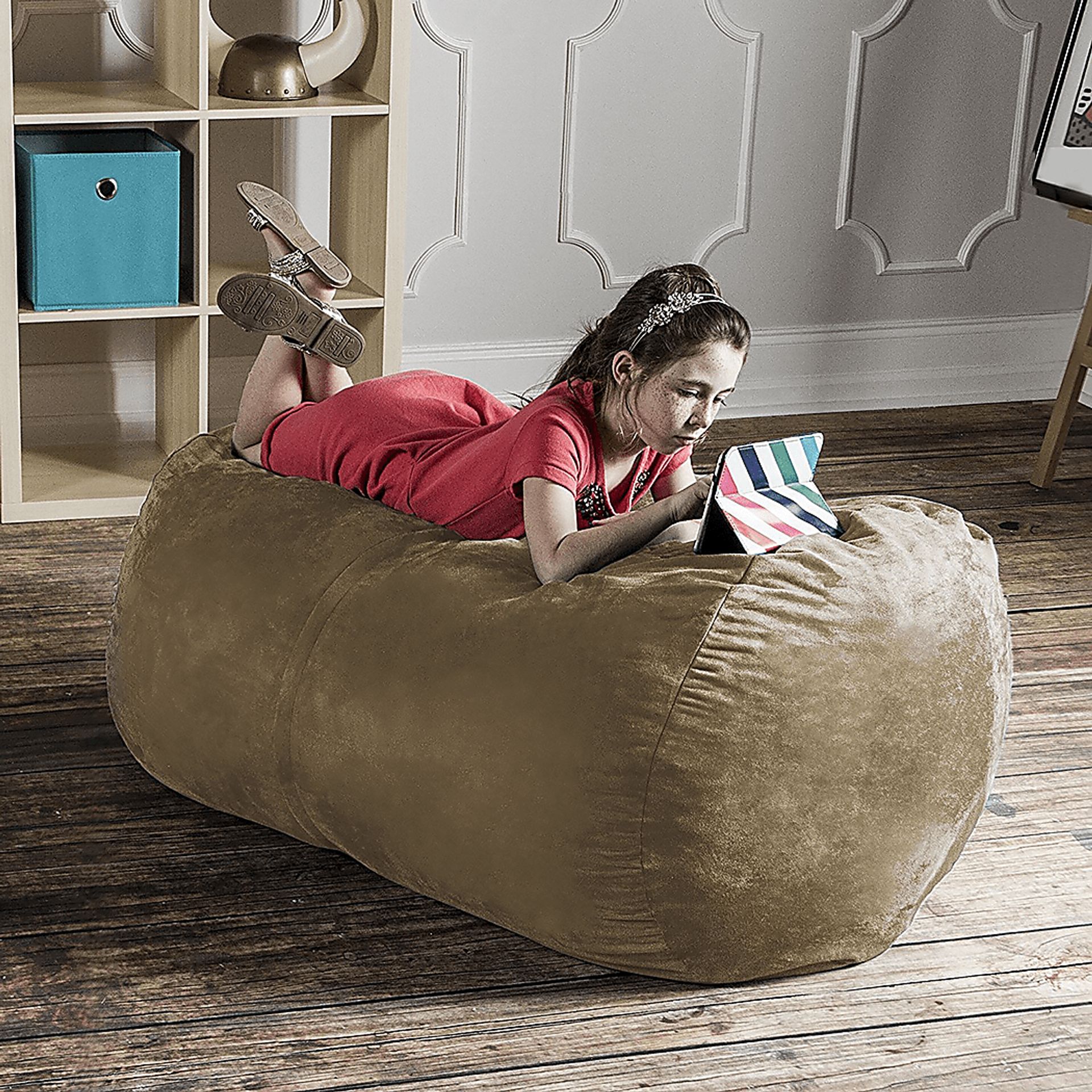Kids Bexley Camel Bean Bag Chair - Image 2