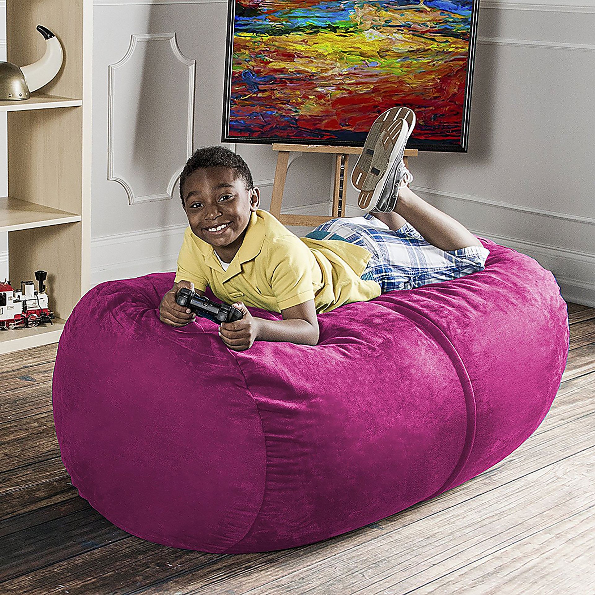 Kids Bexley Fuchsia Bean Bag Chair - Image 2