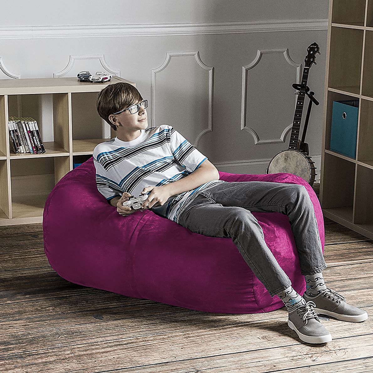 Kids Bexley Fuchsia Bean Bag Chair