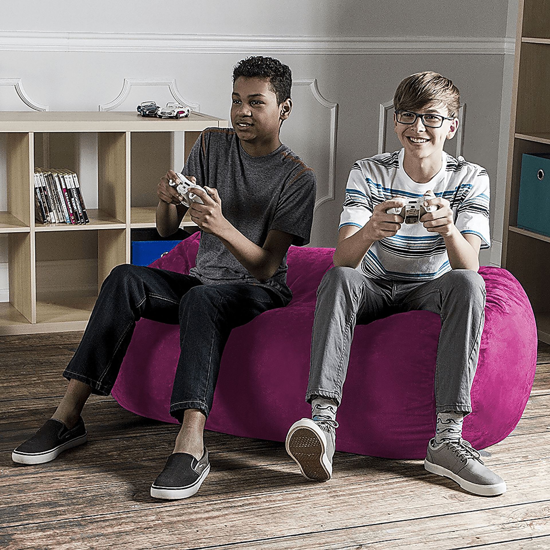 Kids Bexley Fuchsia Bean Bag Chair - Image 4
