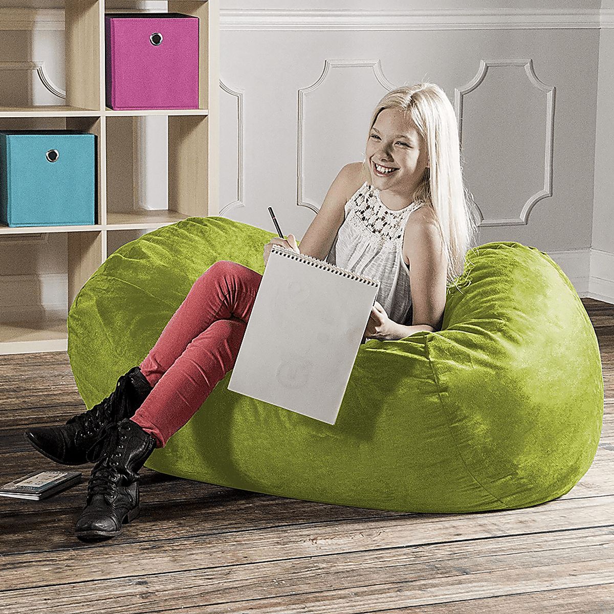 Bexley Green Polyester Fabric Bean Bag Chair | Rooms to Go