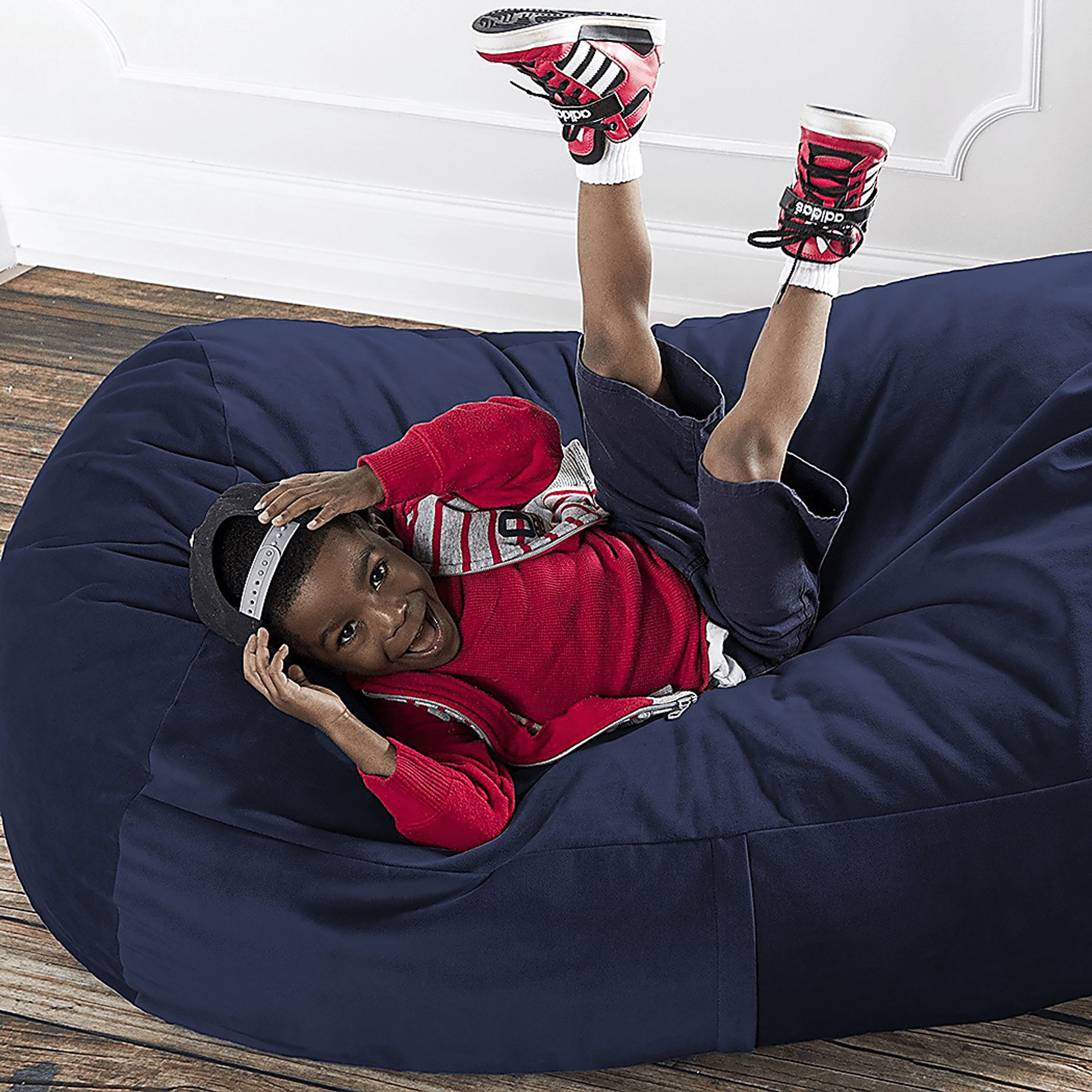 Kids Bexley Navy Bean Bag Chair - Image 3