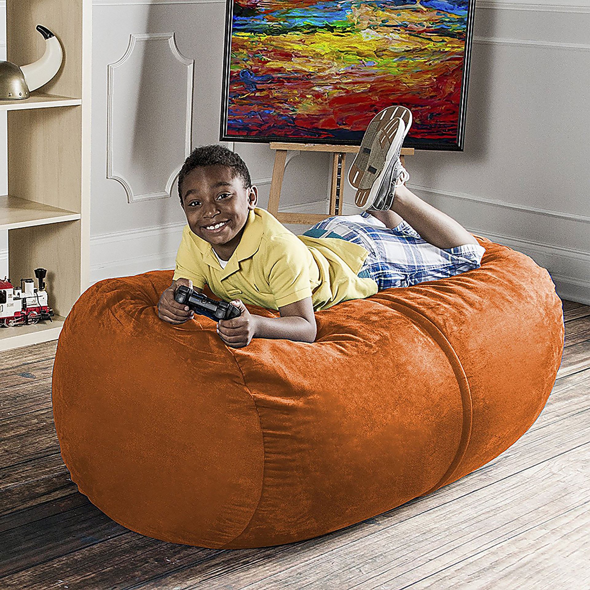 Kids Bexley Orange Bean Bag Chair - Image 2