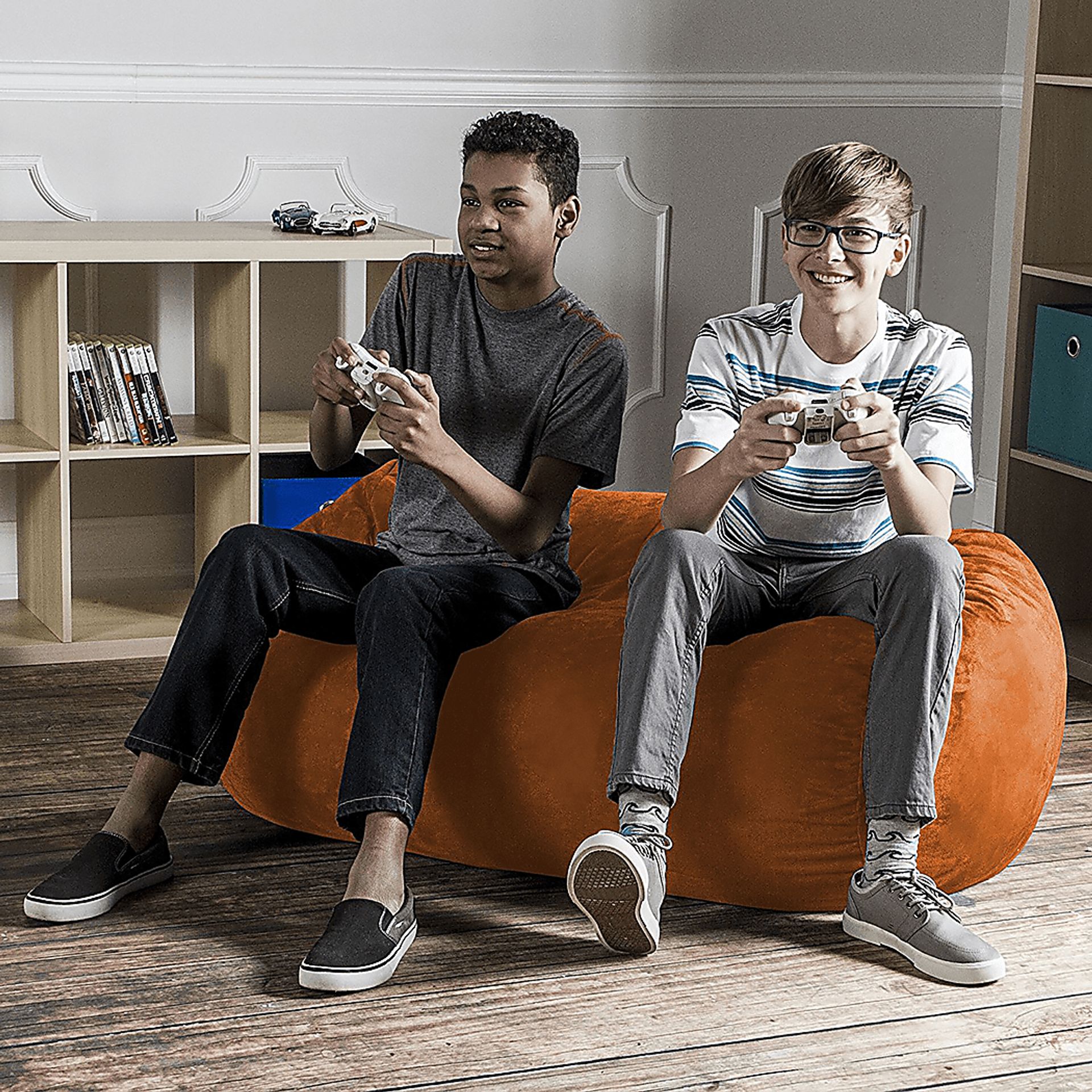 Kids Bexley Orange Bean Bag Chair - Image 4