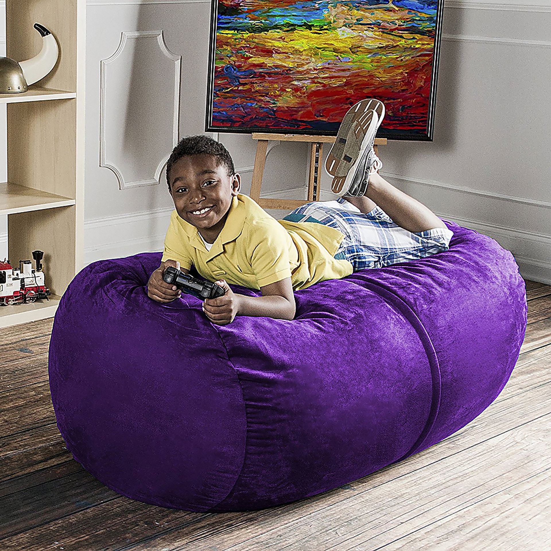 Kids Bexley Purple Bean Bag Chair - Image 3