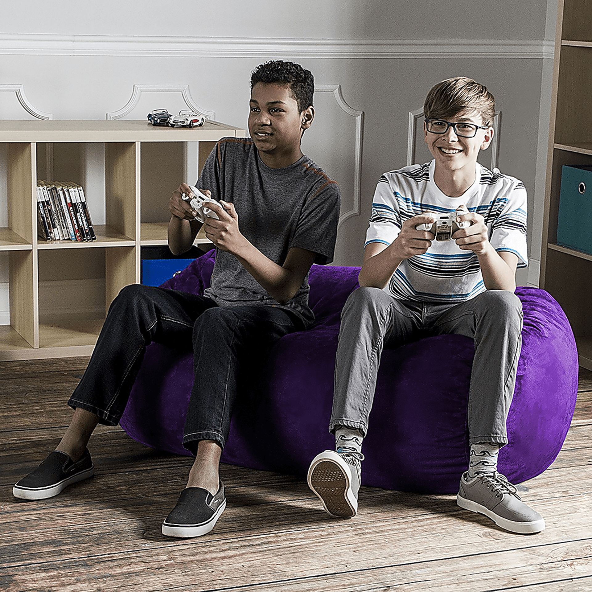 Kids Bexley Purple Bean Bag Chair - Image 4
