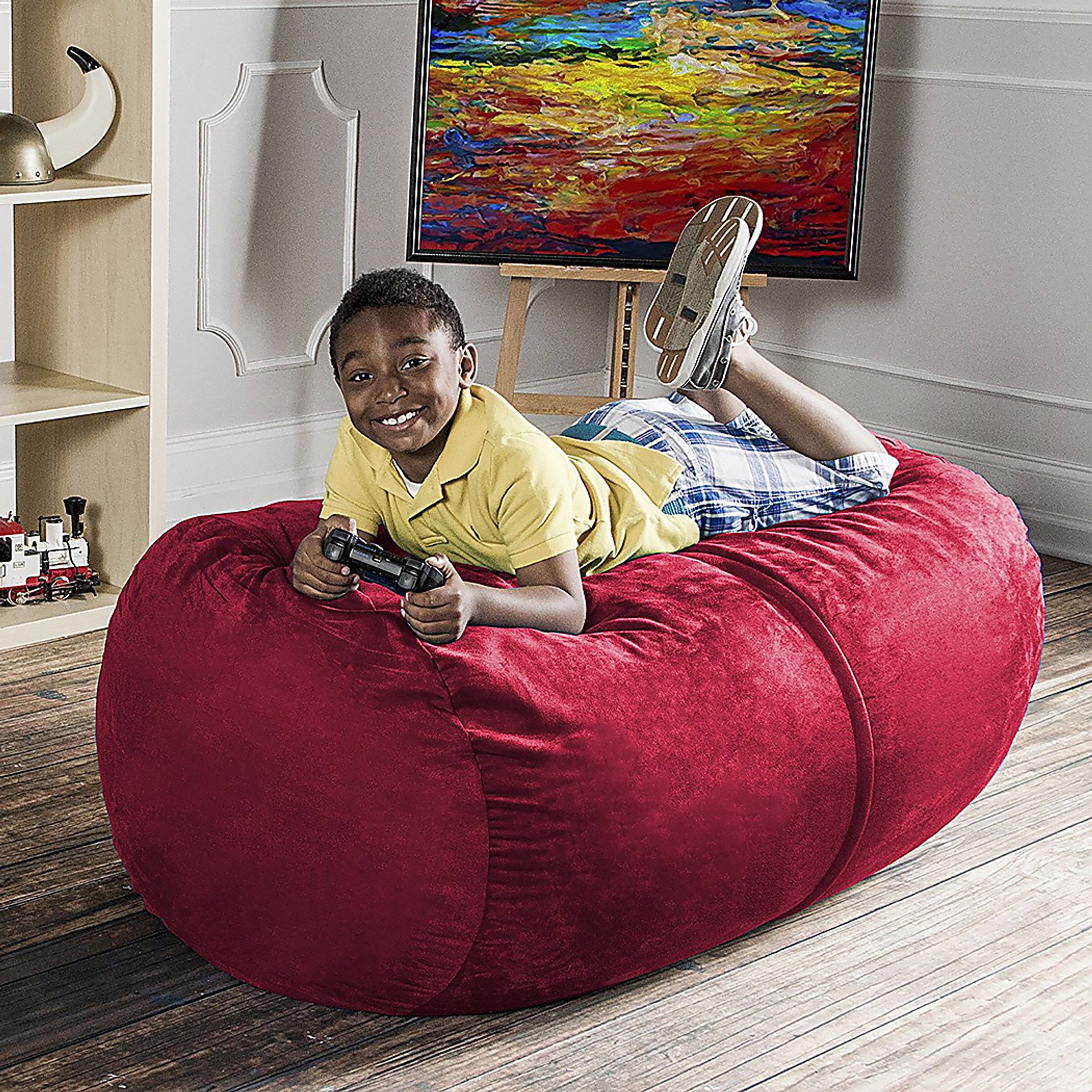 Kids Bexley Red Bean Bag Chair - Image 2