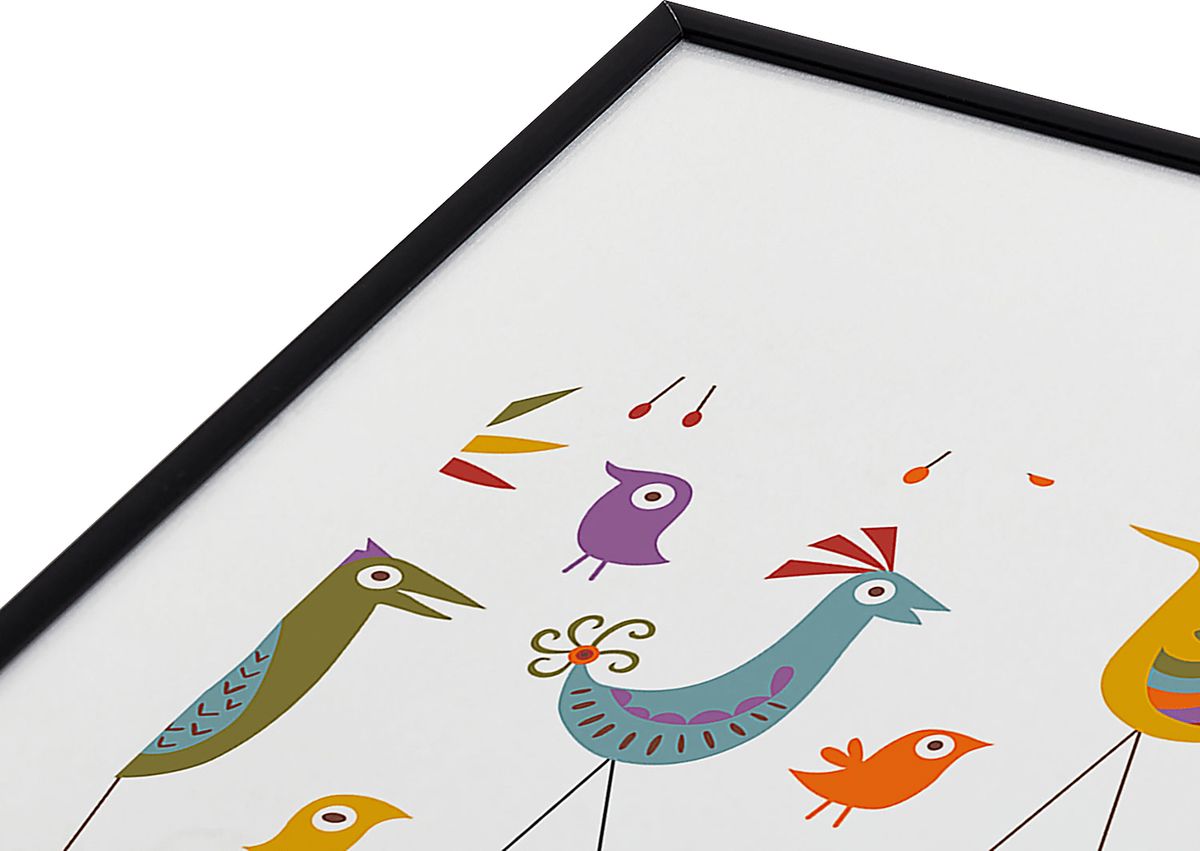 Bird Fun White Metal Framed Print | Rooms to Go