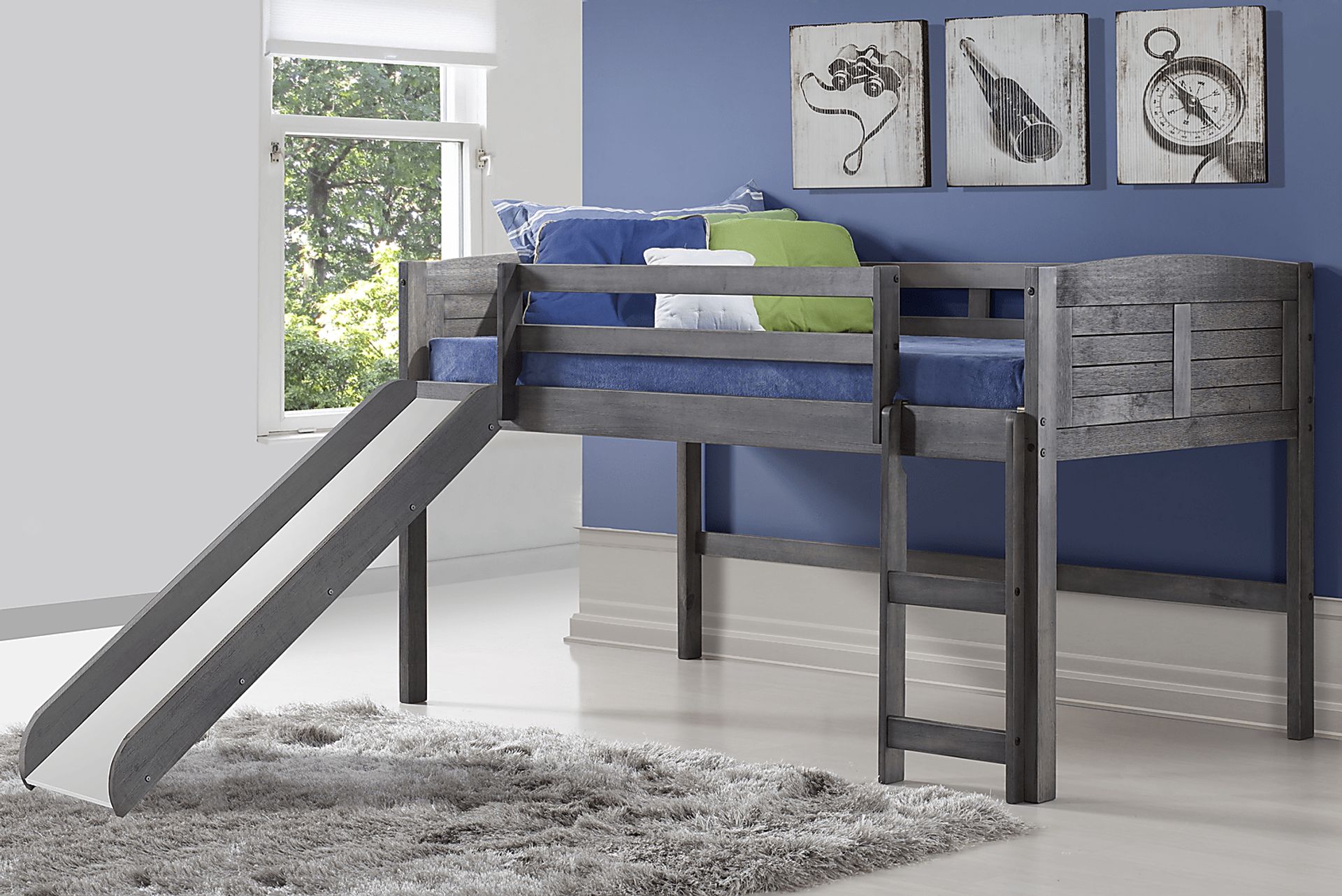 Kids Bironae Gray Twin Loft Bed - Image 2