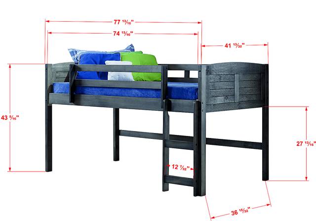 Kids Bironae Gray Twin Loft Bed - Thumbnail - Image 4