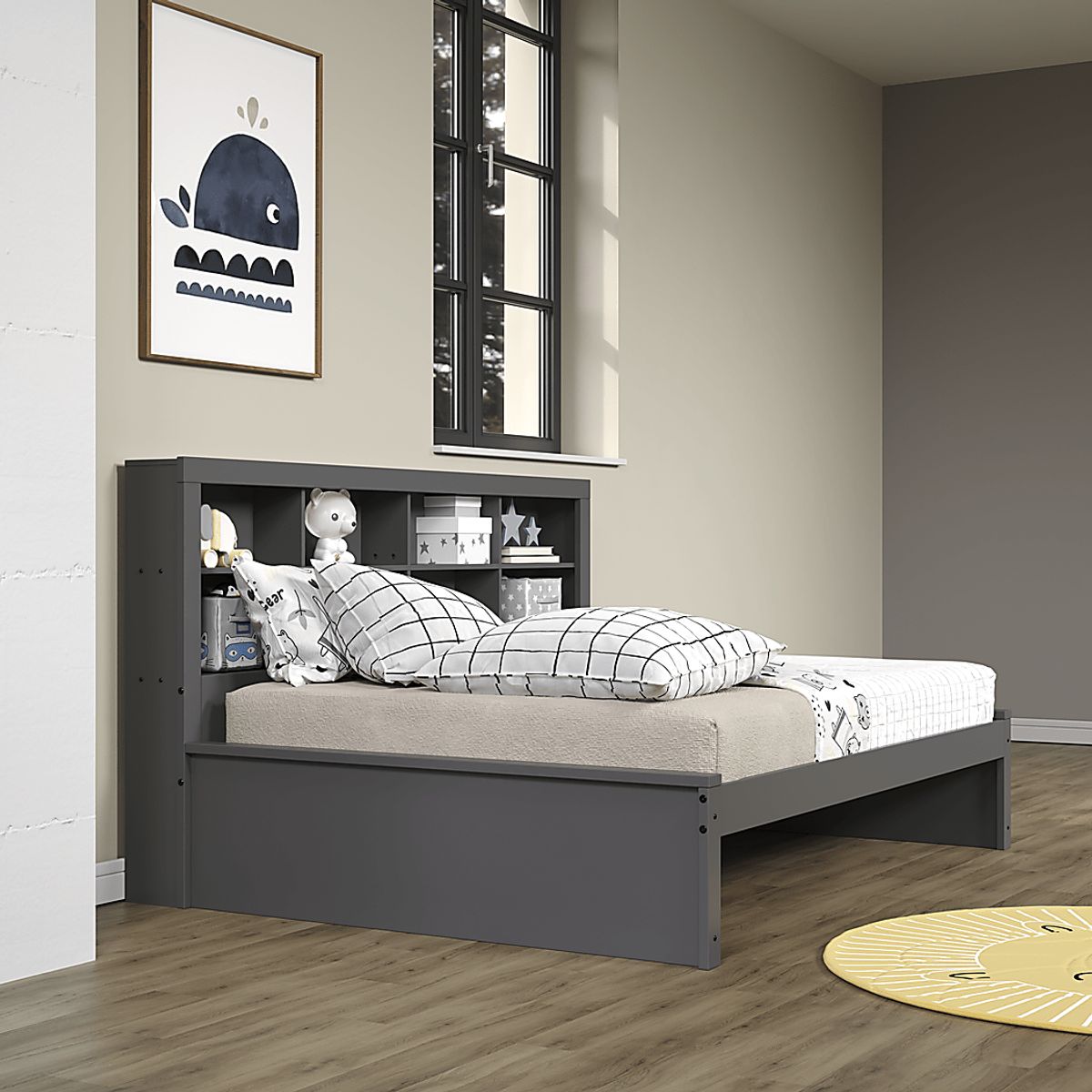 Biserka I Dark Gray Full Daybed With Bookcase | Rooms to Go