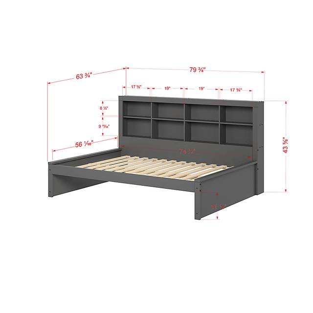 Kids Biserka I Dark Gray Full Day Bed with Bookcase - Thumbnail - Image 8