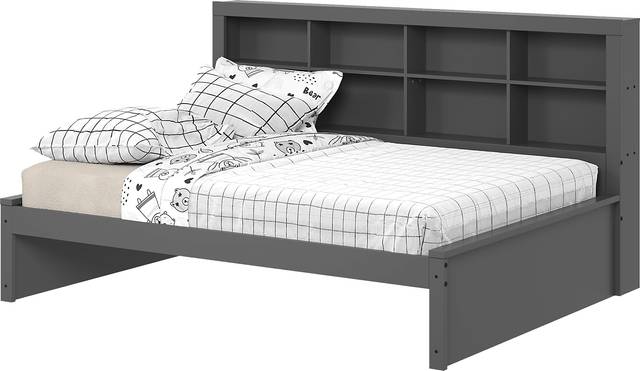 Kids Biserka I Dark Gray Full Day Bed with Bookcase - Thumbnail - Image 1