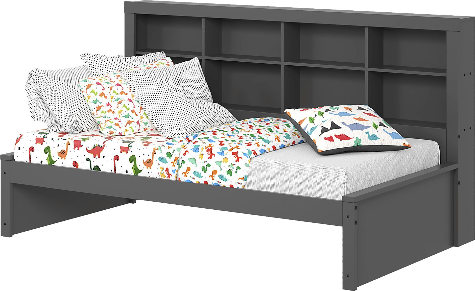 Kids Biserka I Dark Gray Twin Day Bed with Bookcase - Image 1