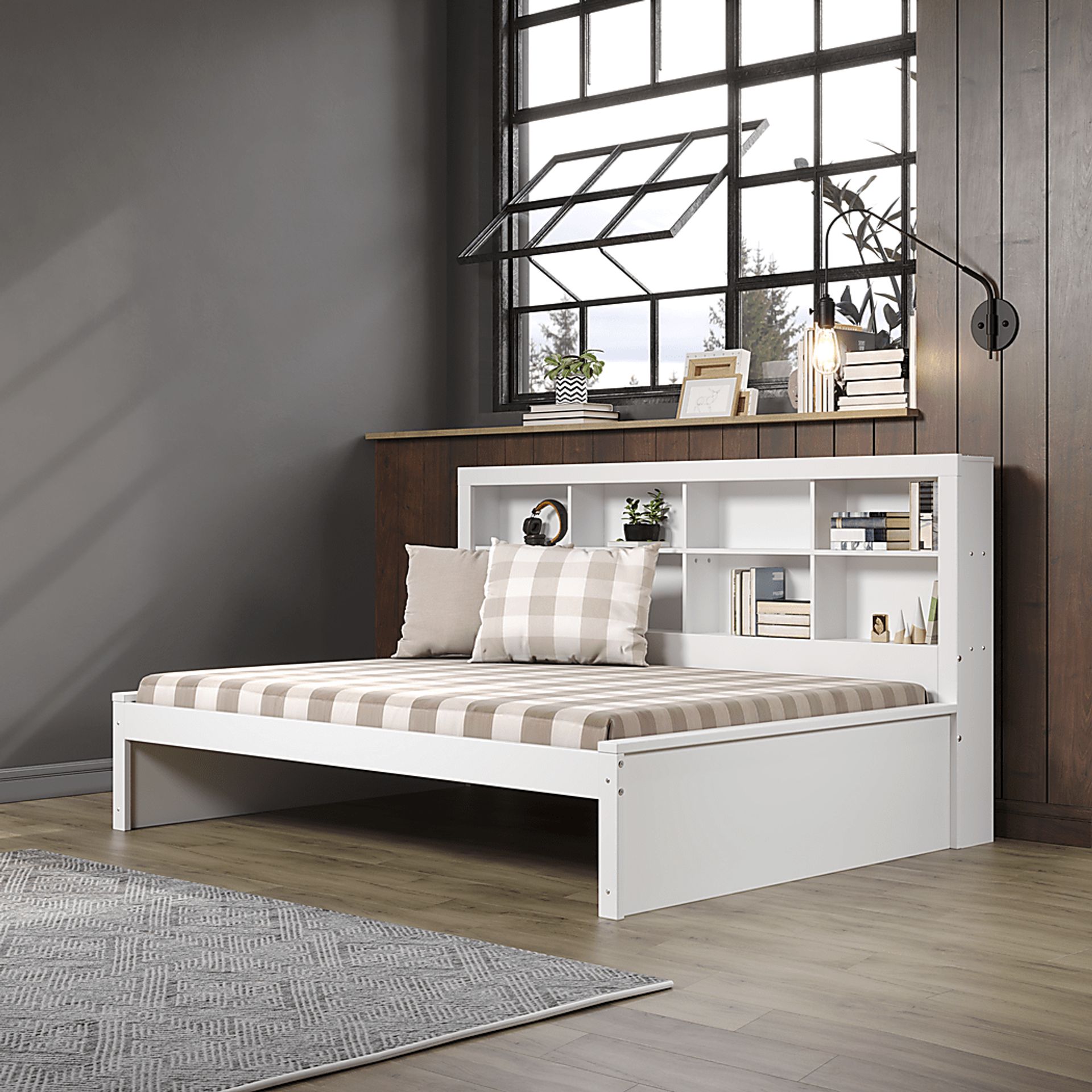 Kids Biserka I White Full Day Bed with Bookcase - Image 4