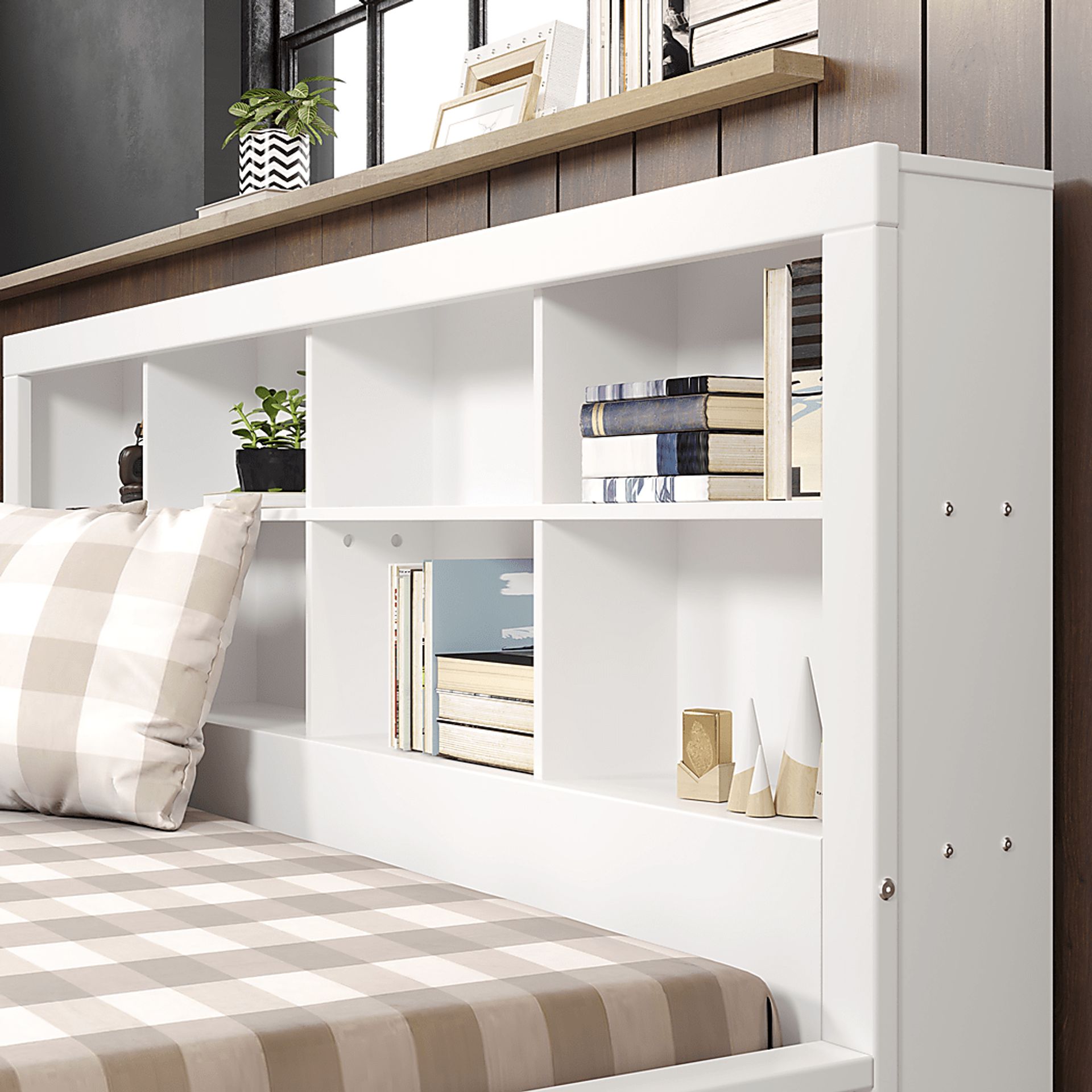 Kids Biserka I White Full Day Bed with Bookcase - Image 5