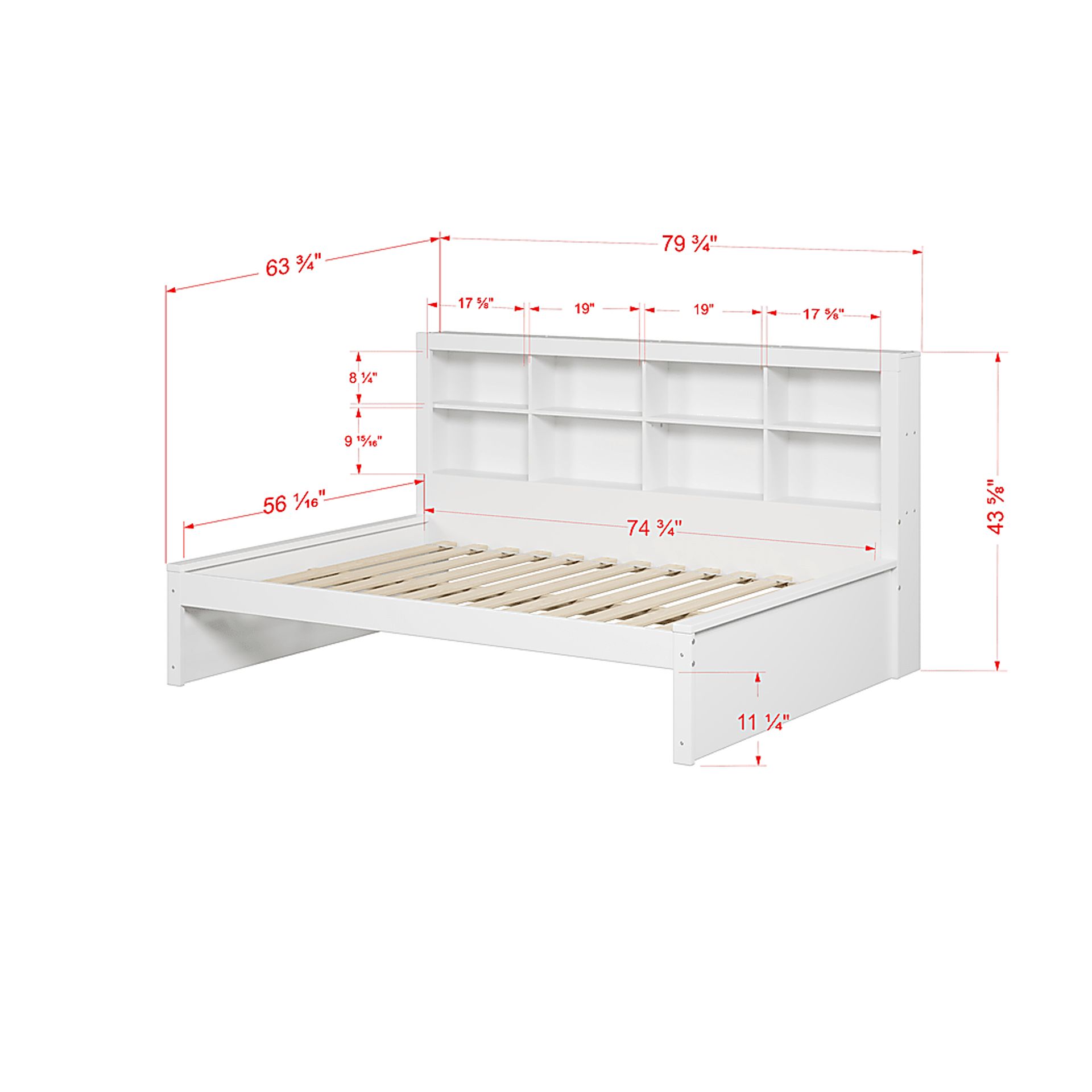 Kids Biserka I White Full Day Bed with Bookcase - Image 7