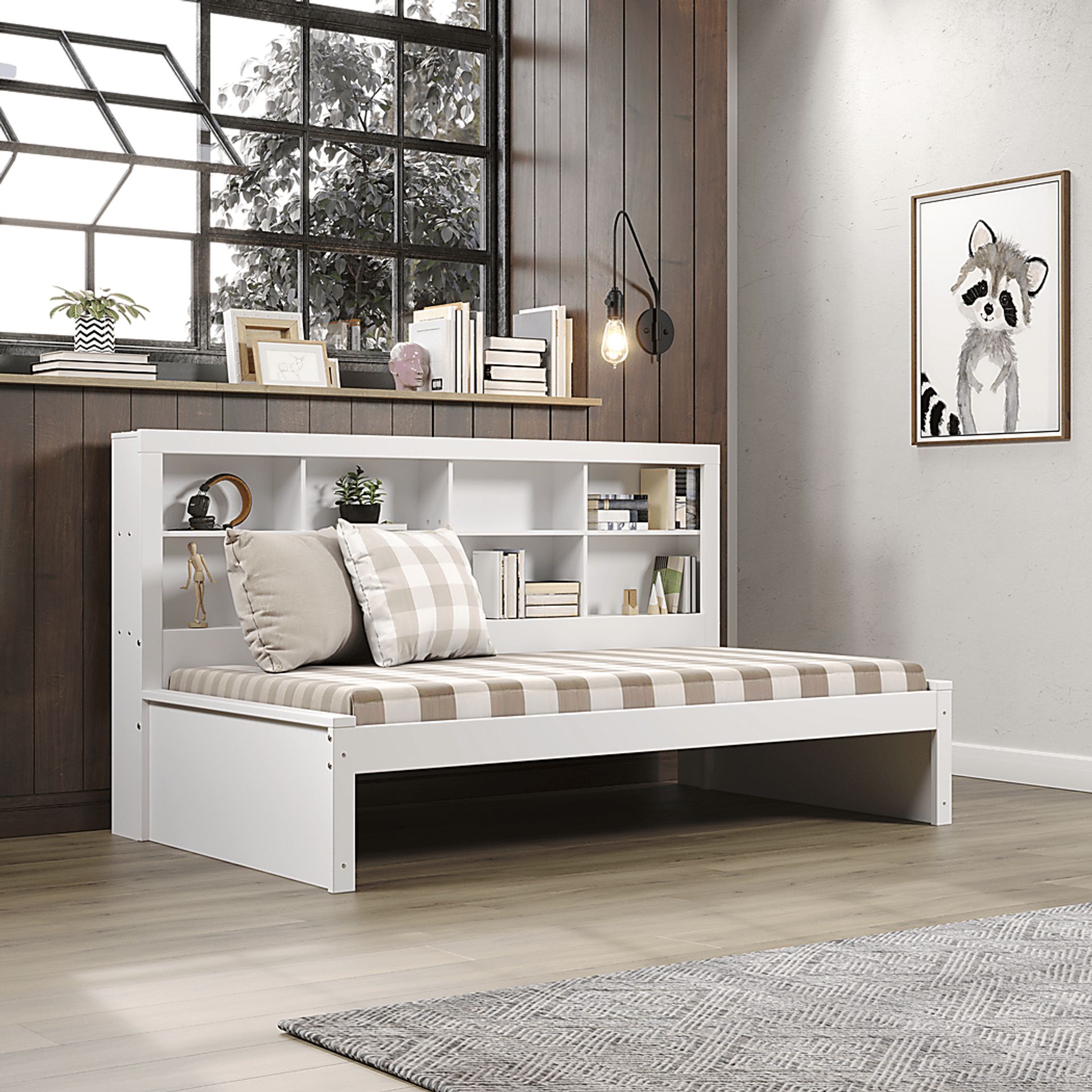 Kids Biserka I White Twin Day Bed with Bookcase - Image 2
