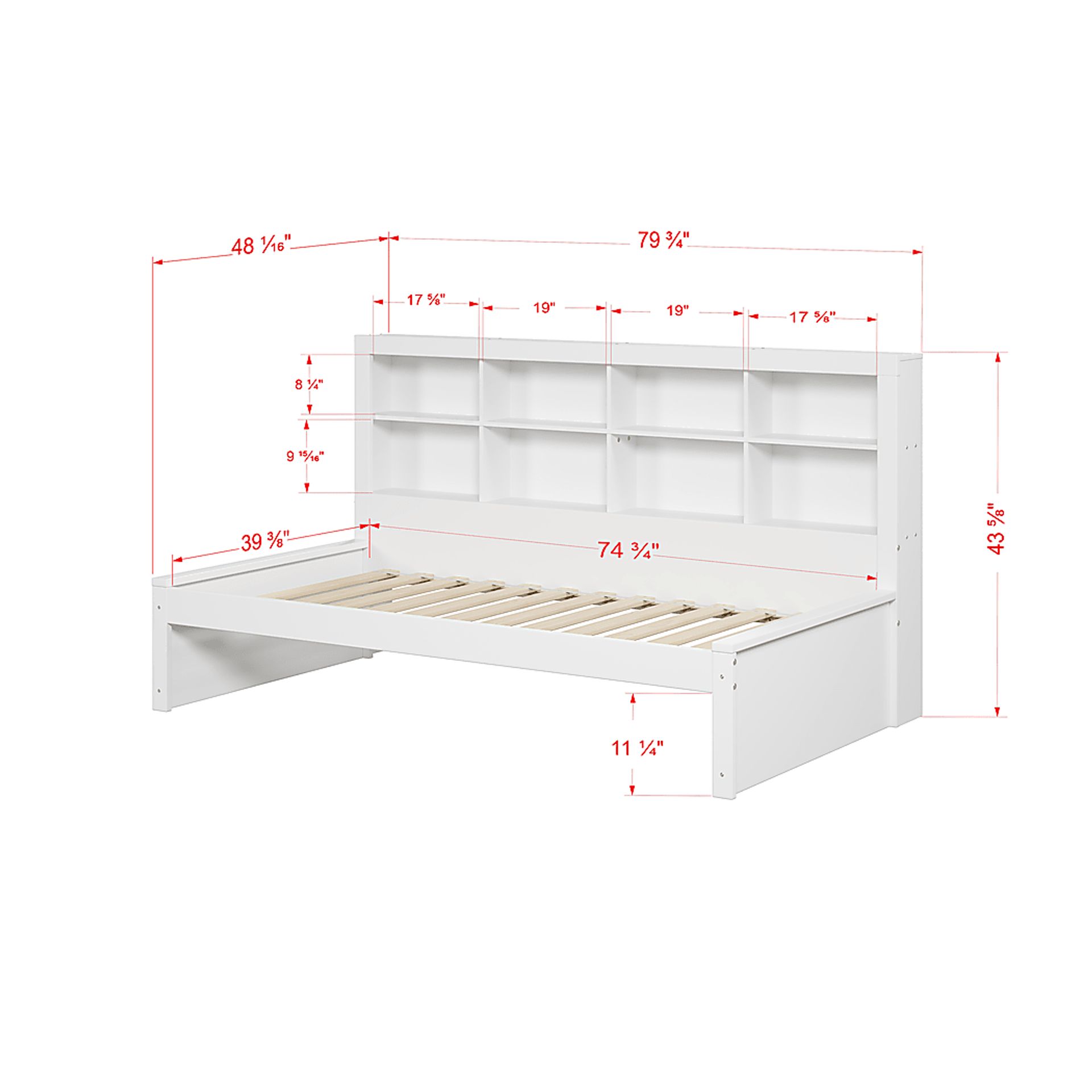 Kids Biserka I White Twin Day Bed with Bookcase - Image 7