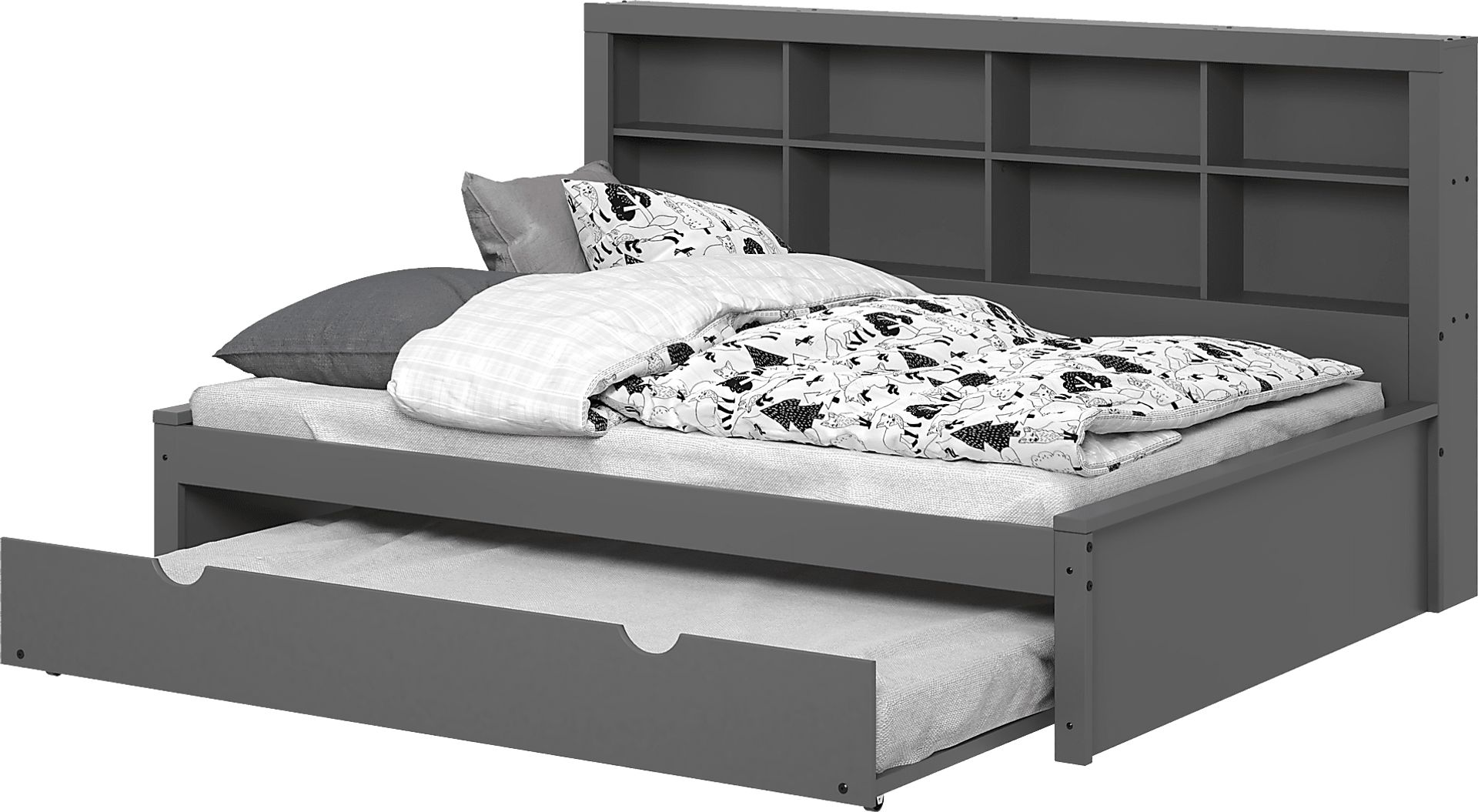 Kids Biserka II Dark Gray Full Day Bed with Bookcase & Trundle - Image 7