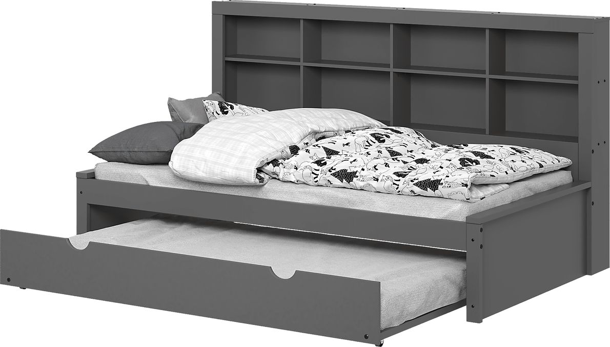 Kids Biserka II Dark Gray Twin Day Bed with Bookcase & Trundle