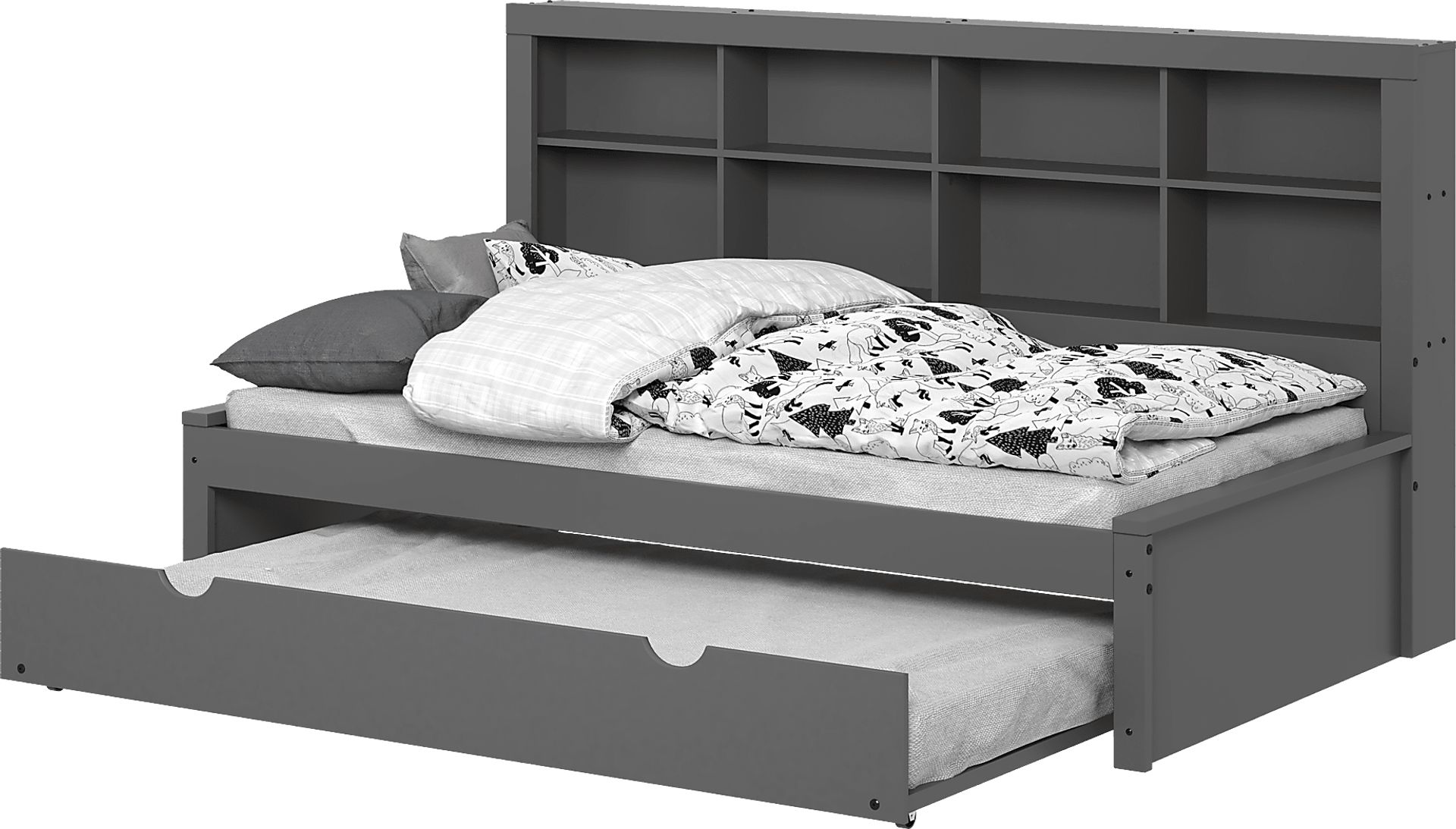 Kids Biserka II Dark Gray Twin Day Bed with Bookcase & Trundle - Image 1