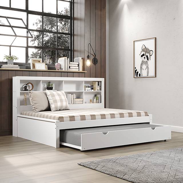 Kids Biserka II White Full Day Bed with Bookcase & Trundle - Thumbnail - Image 4