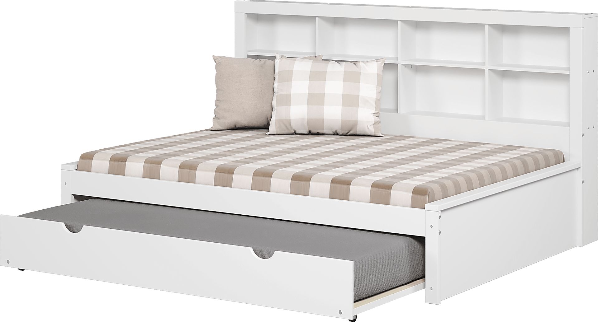 Kids Biserka II White Full Day Bed with Bookcase & Trundle - Image 1