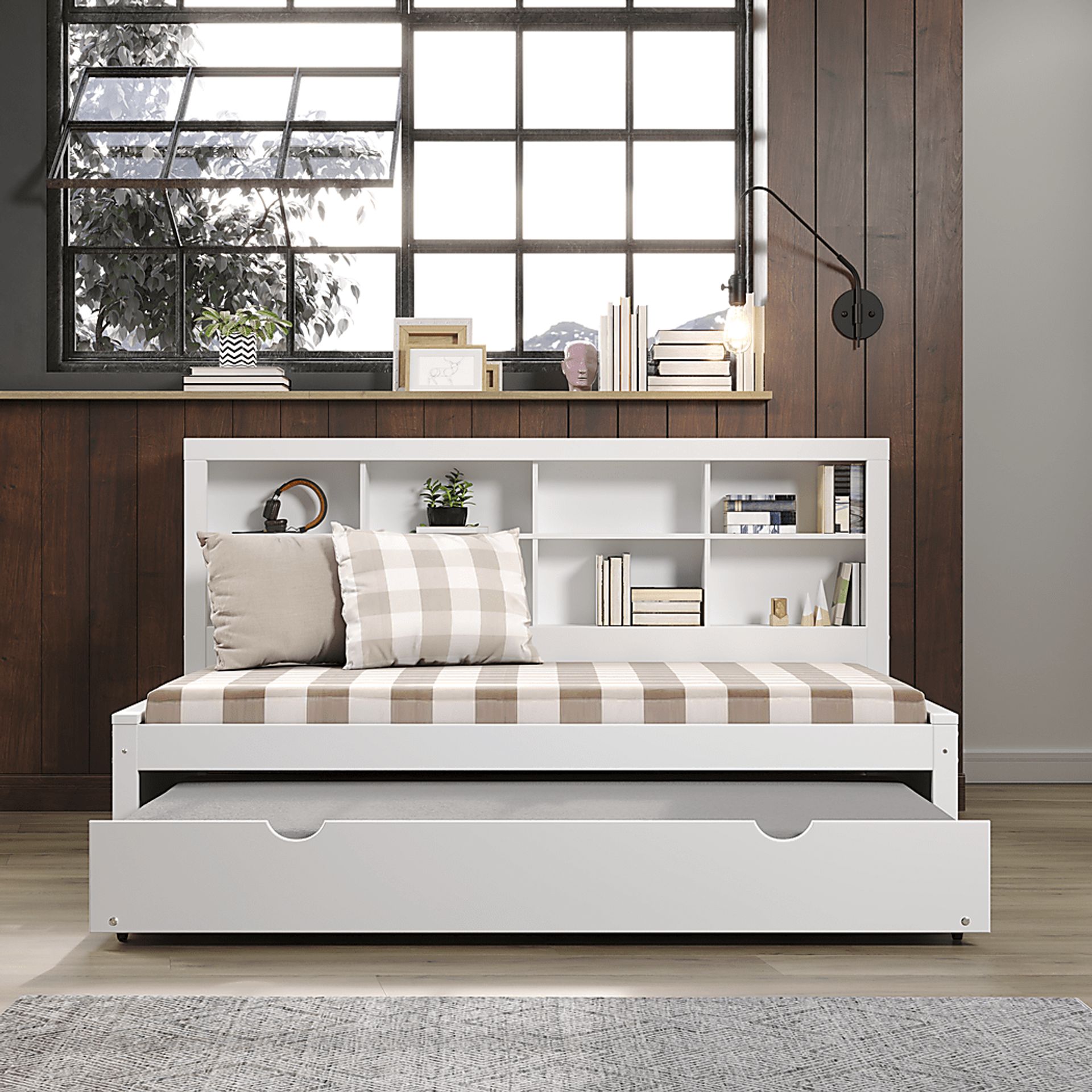 Kids Biserka II White Twin Day Bed with Bookcase & Trundle - Image 2
