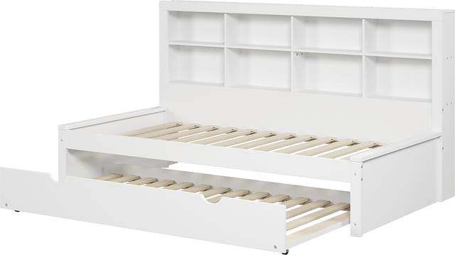 Kids Biserka II White Twin Day Bed with Bookcase & Trundle - Thumbnail - Image 4