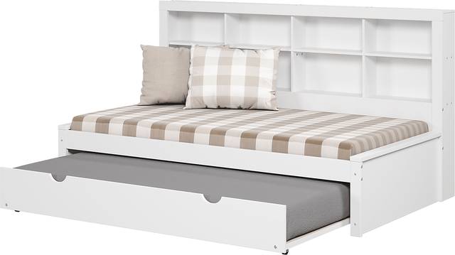 Kids Biserka II White Twin Day Bed with Bookcase & Trundle - Thumbnail - Image 1